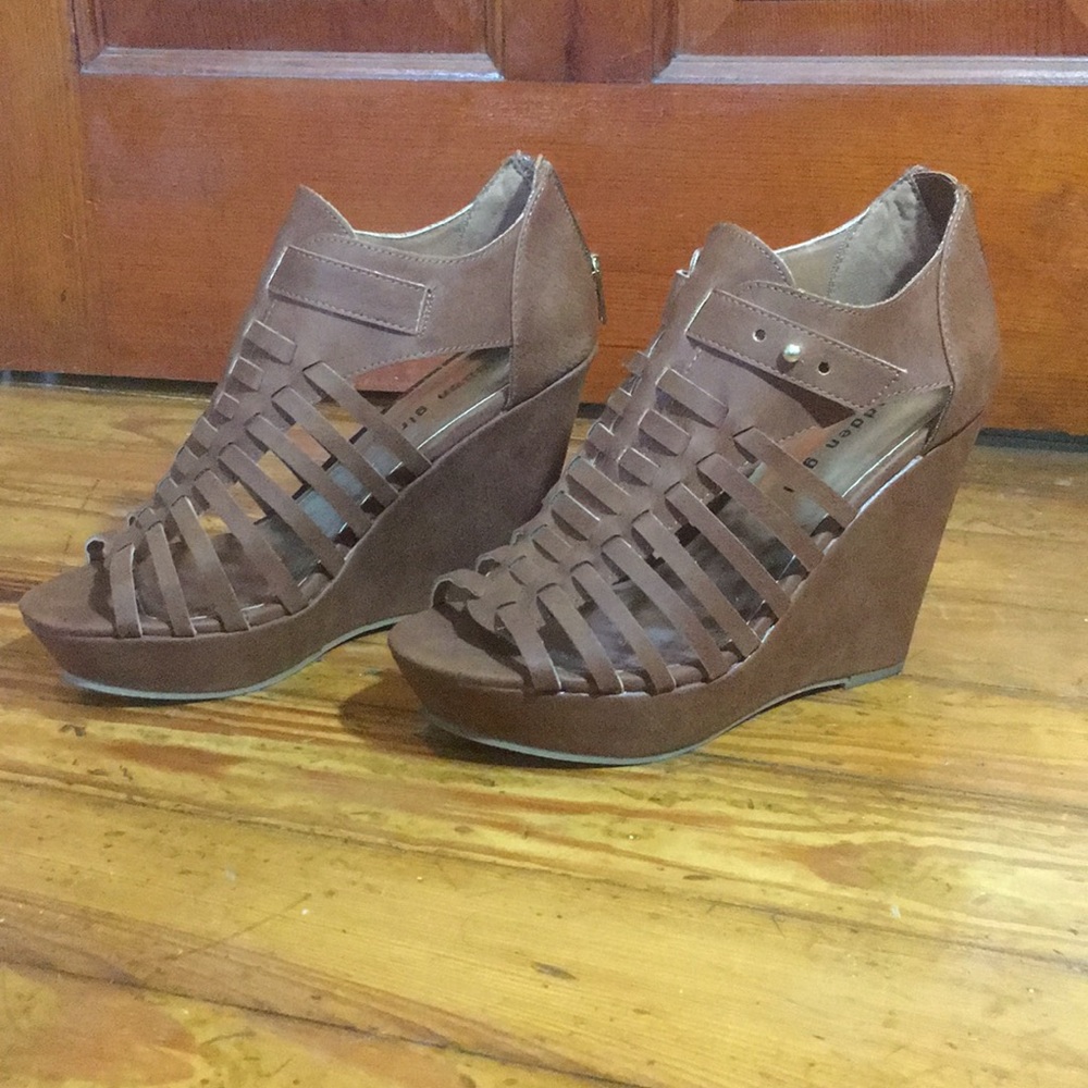 Fun peep-toe wedges